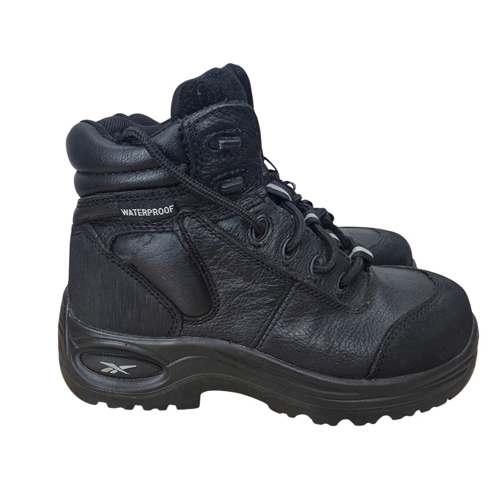 Reebok Trainex 6 Work Boots Womens 6 M Black Leather Waterproof Tactical Outdoor